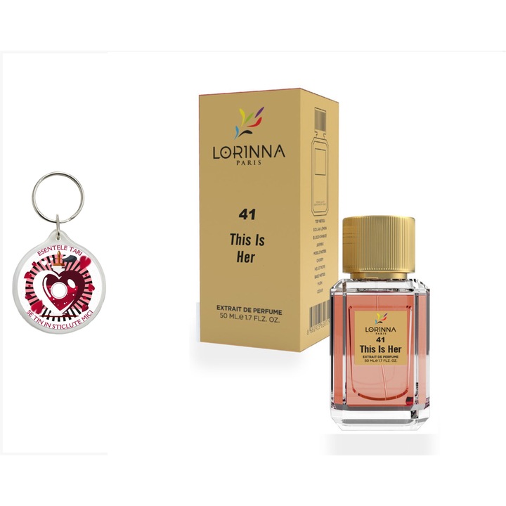 Set Extract de Parfum Lorinna Paris Parfum This is Her, 50 ml, de dama si breloc esentele tari se tin in sticlute mici