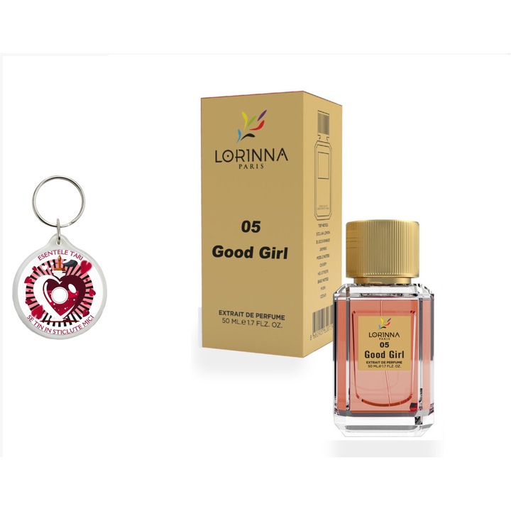 Set Extract de Parfum Lorinna Paris Parfum Good Girl, 50 ml, de dama si breloc esentele tari se tin in sticlute mici