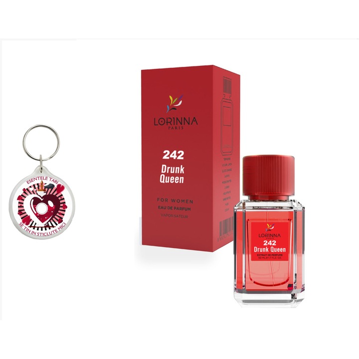 Set Apa de Parfum Lorinna Paris Parfum Drunk Queen, 50 ml, de dama si breloc esentele tari se tin in sticlute mici