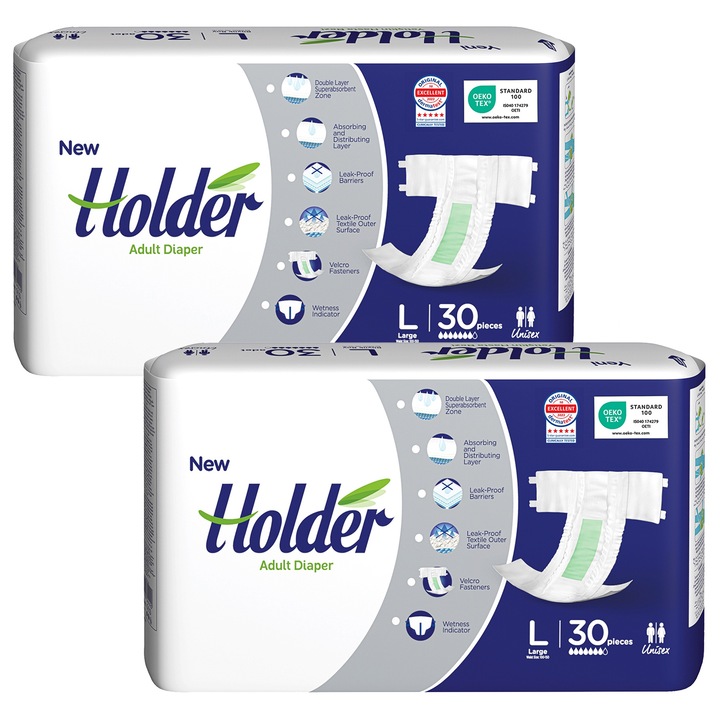 Scutece adulti Holder, marimea L, talie 100-150 cm, 60 buc