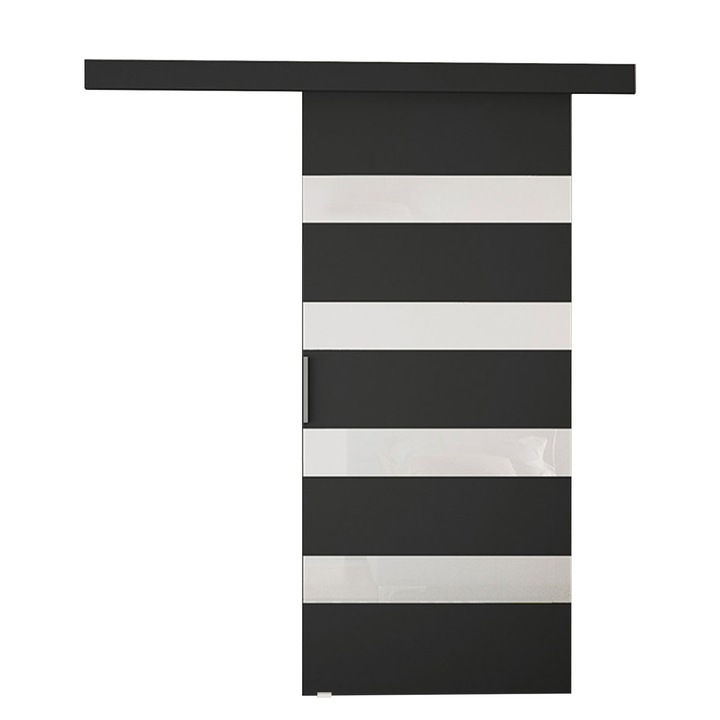 Usa glisanta Jyrun 70 V, MIRJAN24, negru / alb lacobel, 77x205 cm