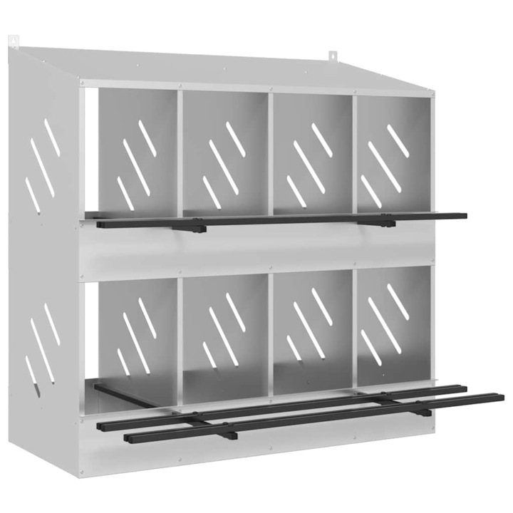 Cutie pentru pui cu 8 compartimente vidaXL, metal, argintiu galvanizat, 25.7 Kg