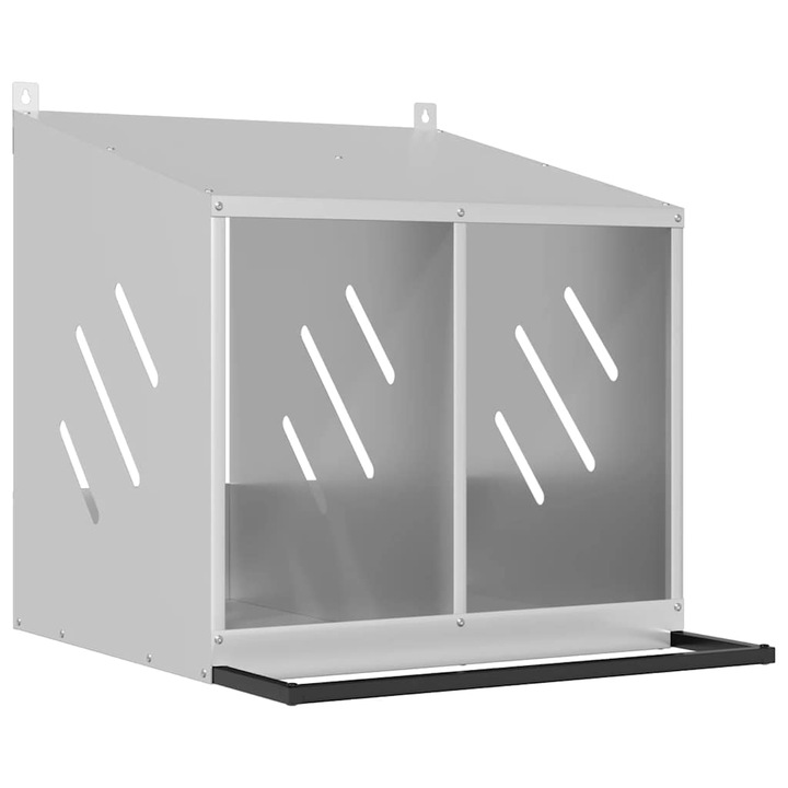 Cutie pentru pui cu 2 compartimente vidaXL, metal, argintiu galvanizat, 7.4 Kg