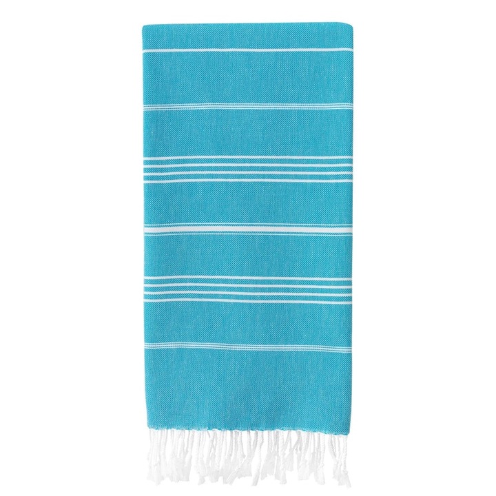 Хавлиена кърпа Peshtemal 100% памук, 100 x 180 см, органично боядисана, TOTO-X-Turquoise