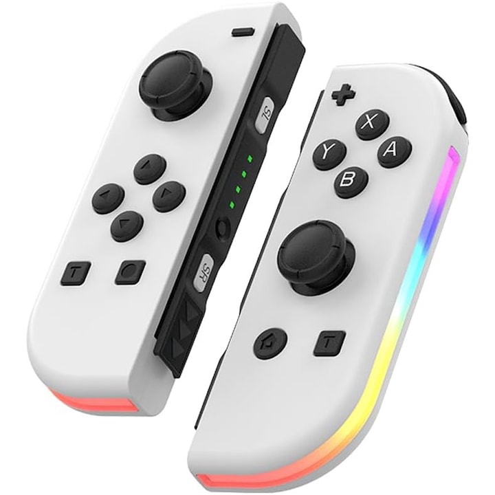 Безжичен контролер Joy Cons за Nintendo Switch, резервни контролери L/R, съвместими с Nintendo Switch/Lite/OLED, джойстик с функция за събуждане/екранна снимка/двойна вибрация/управление на движение, бял