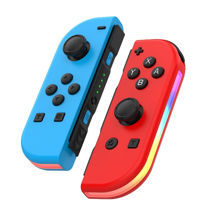 Безжичен контролер Joy Cons за Nintendo Switch, резервни контролери L/R, съвместими с Nintendo Switch/Lite/OLED, джойстик с функция за събуждане/екранна снимка/двойна вибрация/управление на движение, син/червен