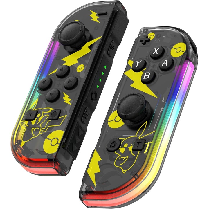 Vezeték nélküli Joy Cons vezérlő Nintendo Switchhez, Nintendo Switch/Lite/OLED-vel kompatibilis bal/jobb cserevezérlők, Joystick ébresztéssel/Képernyőfelvétel/Kettős vibráció/Mozgásvezérlés funkcióval, arany/fekete