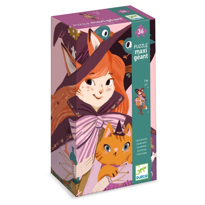 Puzzle gigant Vrajitoarea Lily, Djeco, 33 x 99 cm, +4 ani, 36 piese
