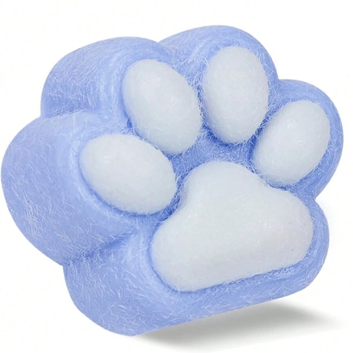 Jucarie Antistres Squishy, cu revenire lenta, model Labuta de Pisica Pufoasa, Squishi PINCH Family, 7.5 cm, Albastru