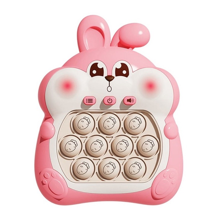 Joc electronic antistres cu lumini, muzica si POP IT Doris Rabbit Pink