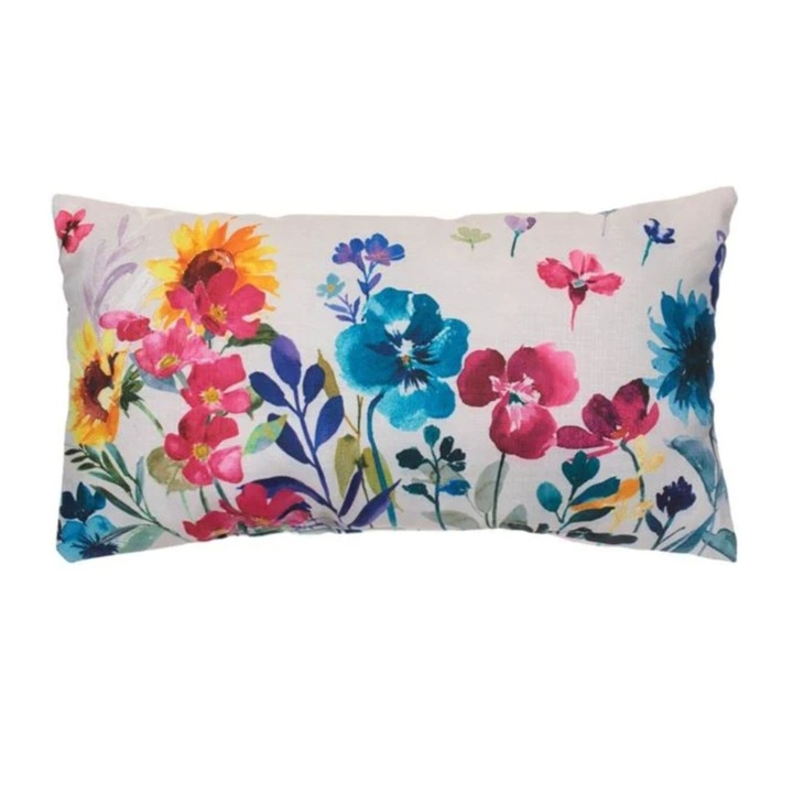 Perna decorativa, model floral, alb/multicolor, 50x30x12cm