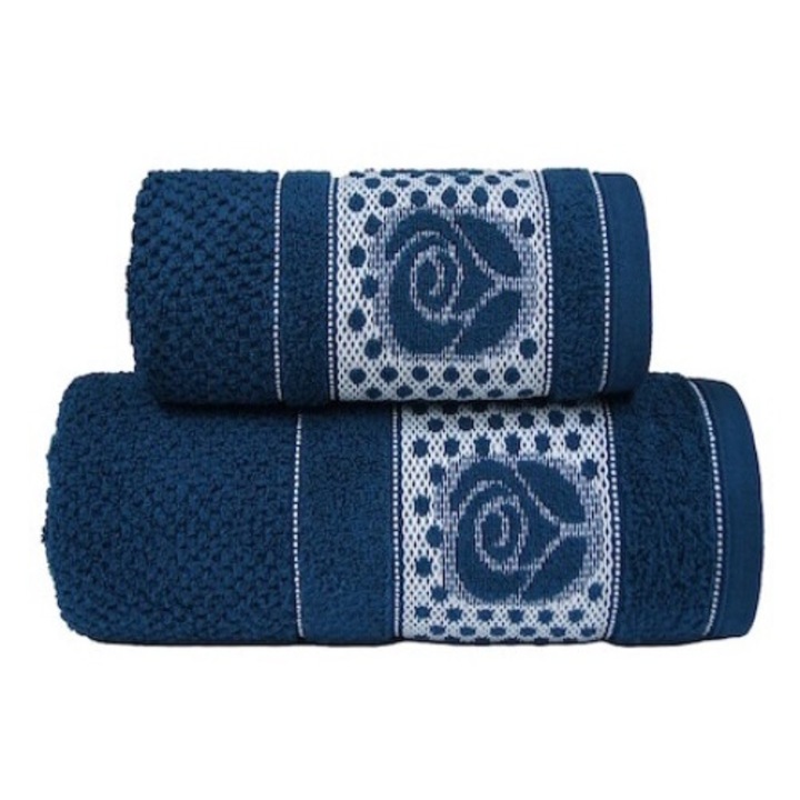 Комплект от 2 хавлиени кърпи, Greno, Dotti, 100% пухкав микро памук, 420 g/m², 50 x 90 и 70 x 130 cm, Emerald