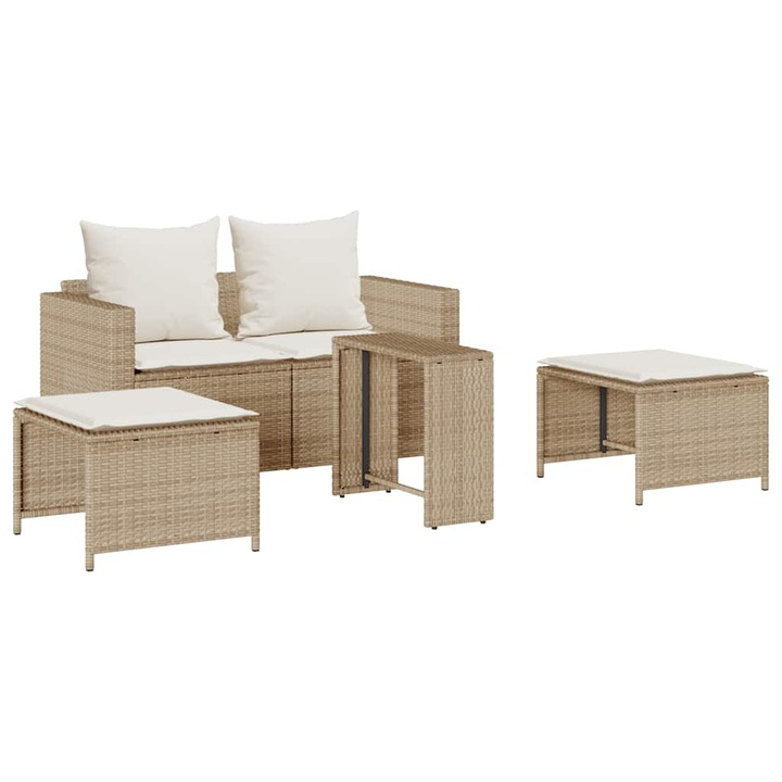 vidaXL 5 részes polyrattan kerti kanapé garnitúra párnákkal stackable 4104167