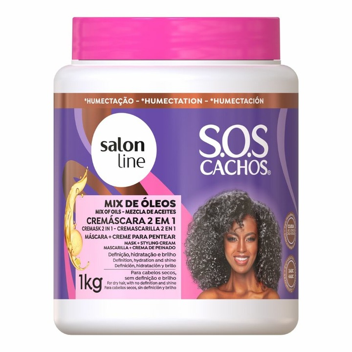 Крем за къдрава коса 2 в 1, Смес от масла, Salon Line, 1 кг