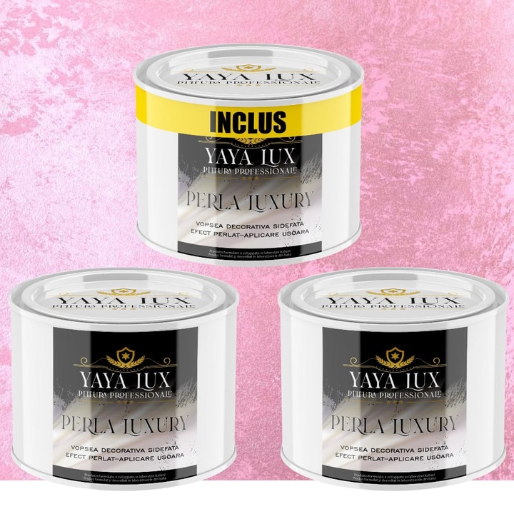 Pachet 2 + 1, Vopsea Decorativa de Lux, Perla Luxury Trandafir Roz 2 X 0.5L Plus 0.5L