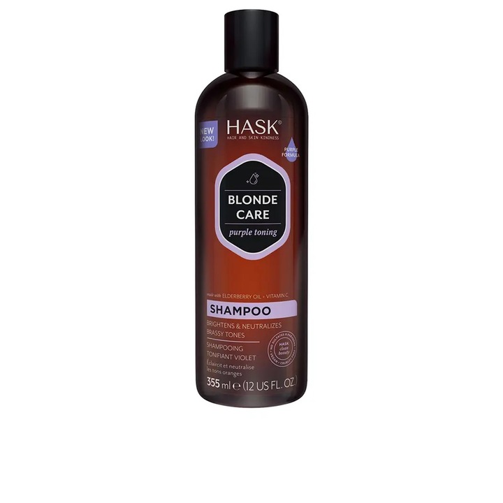 Sampon nuantator pentru neutralizarea tonurile galbene, Hask Blonde Care, 355 ml