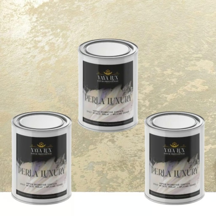 Pachet 2 + 1, Vopsea Decorativa de Lux, Perla Luxury Bej Sampanie 2 X 0.5L Plus 0.5L