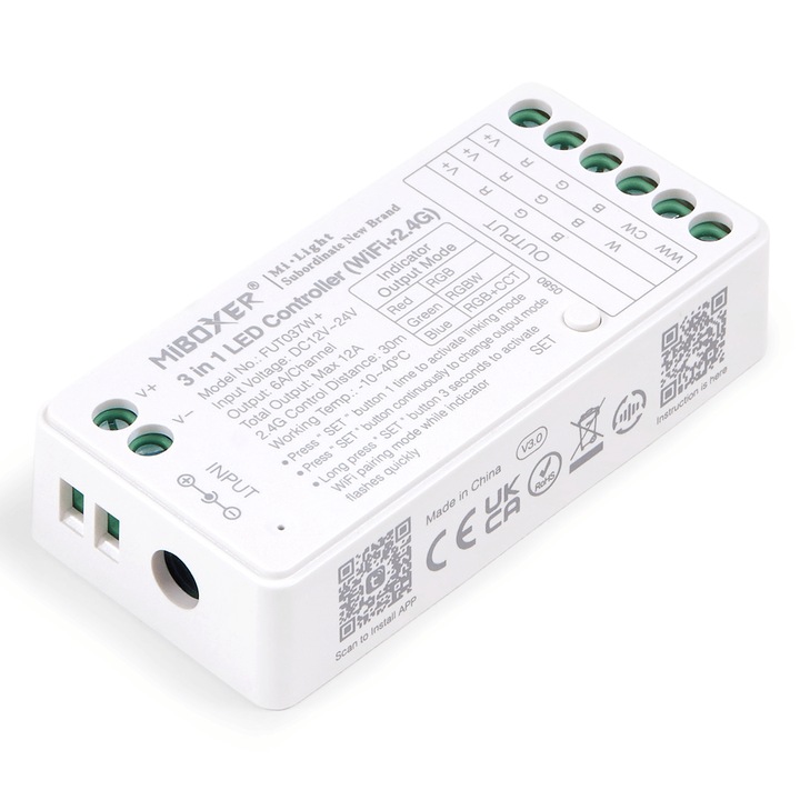Mi-Light FUT037W+ 2.4 GHz 3in1 зонов контролер за RGB, RGBW и RGB+CCT LED ленти