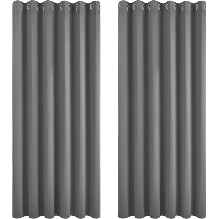 2 db-os függöny készlet kapcsokkal, 140 x 220 cm, világosszürke, hálószobába, nappaliba, konyhába