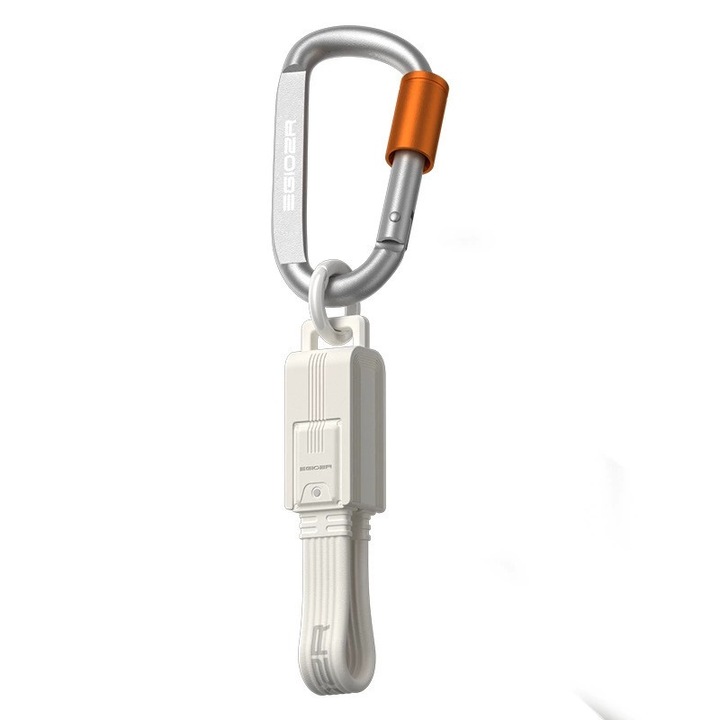 Cablu de date tip C pentru breloc, incarcare rapida, portabil, alb