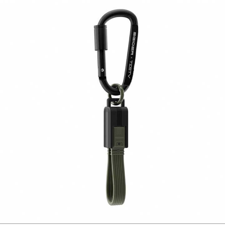 Cablu de date tip C pentru breloc, incarcare rapida, portabil, verde