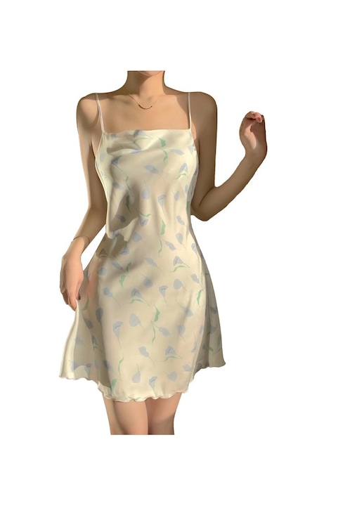 Pijama Dama Satin DressToUndress tip camasa de Noapte-Albastru-One Size INTL