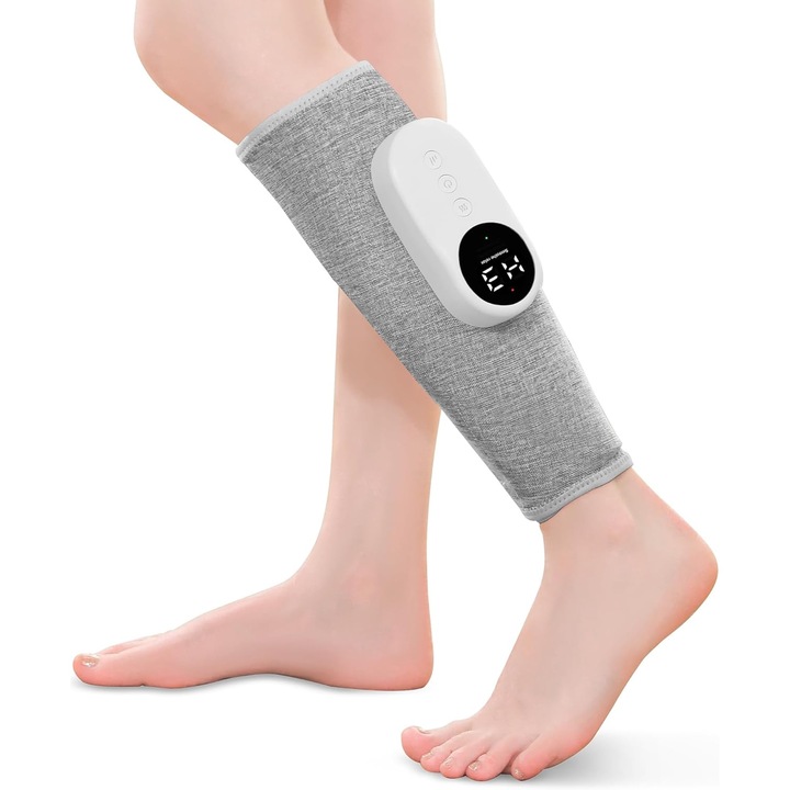 Безжичен масажор за крака и прасци с термотерапия, 3 режима за дълбокотъканен масаж, бързо зареждане