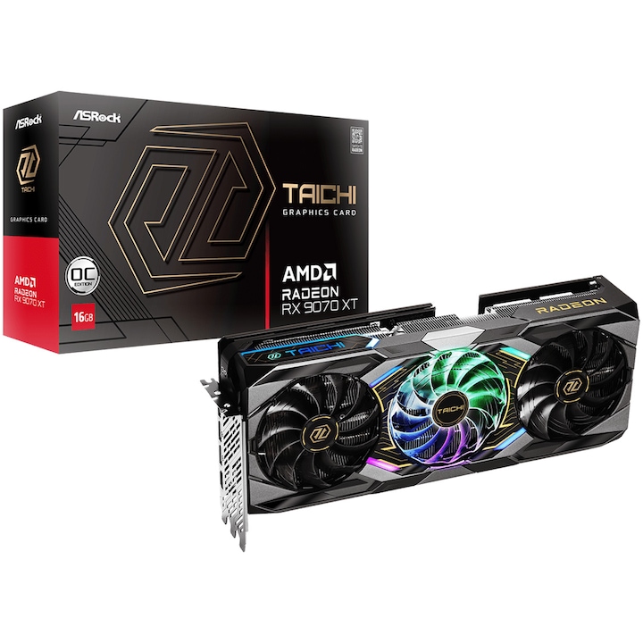 Видео карта ASROCK AMD RADEON™ RX 9070 XT Taichi, 16GB GDDR6, 256-bit