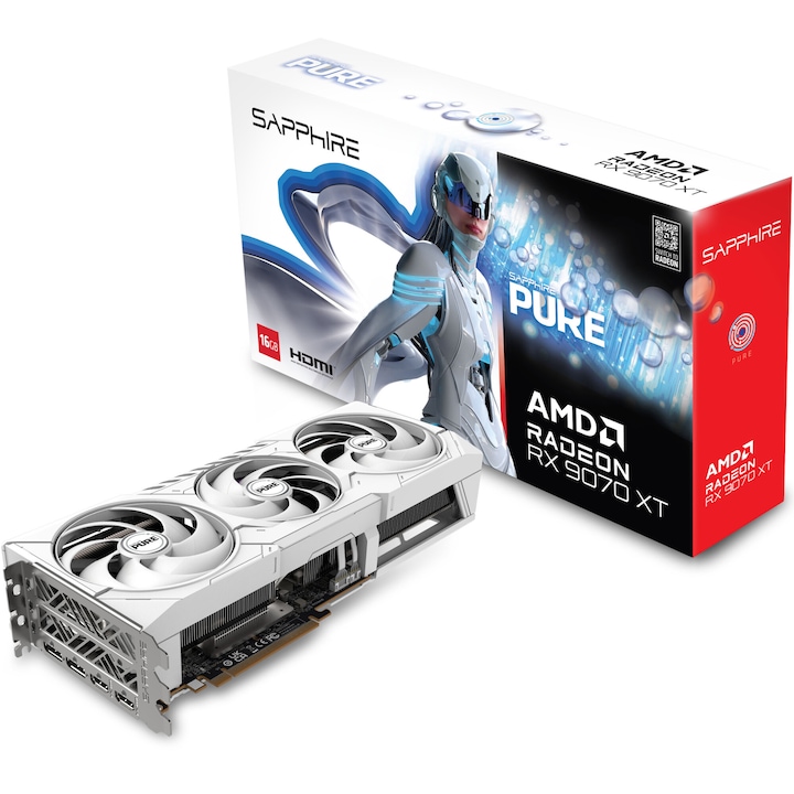 Видеокарта SAPPHIRE PURE AMD RADEON™ RX 9070 XT GAMING OC, 16GB GDDR6, 256-bit