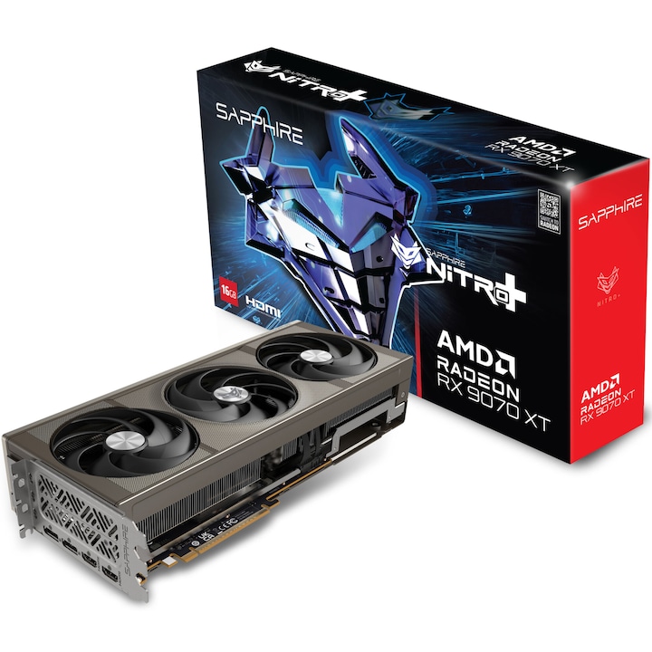 Видеокарта SAPPHIRE NITRO+ AMD RADEON™ RX 9070 XT GAMING OC, 16GB GDDR6, 256-bit