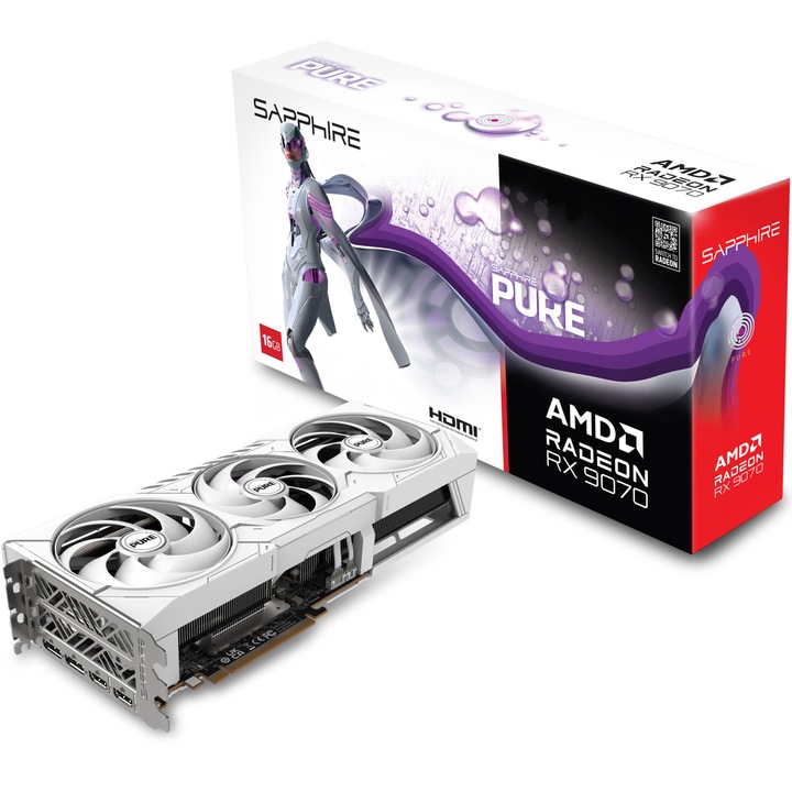 SAPPHIRE PURE AMD RADEON™ RX 9070 GAMING OC videókártya, 16 GB GDDR6, 256 bites