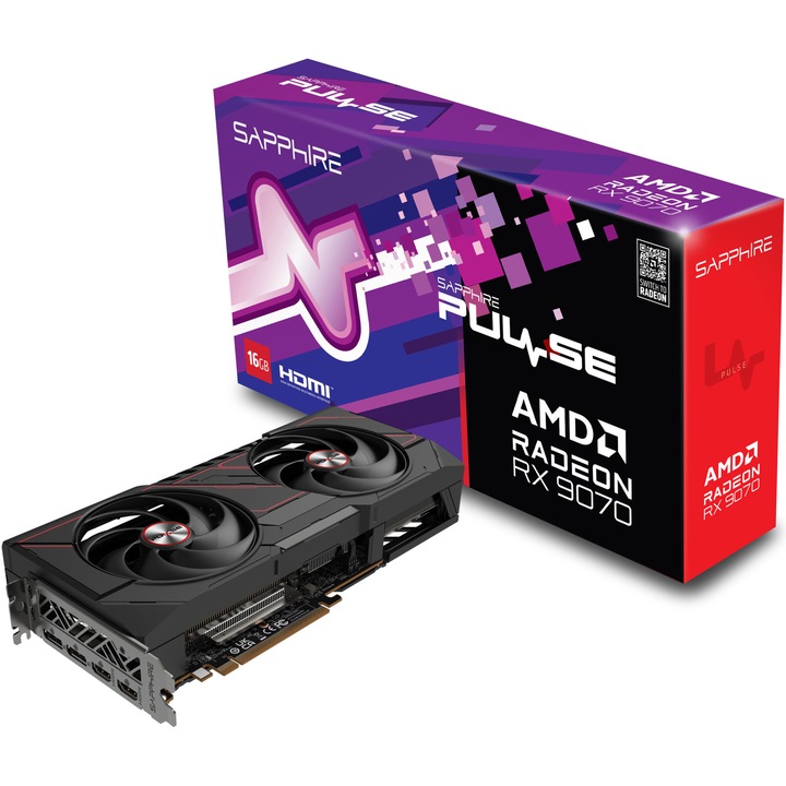 SAPPHIRE PULSE AMD RADEON™ RX 9070 GAMING videokártya, 16 GB GDDR6, 256 bites