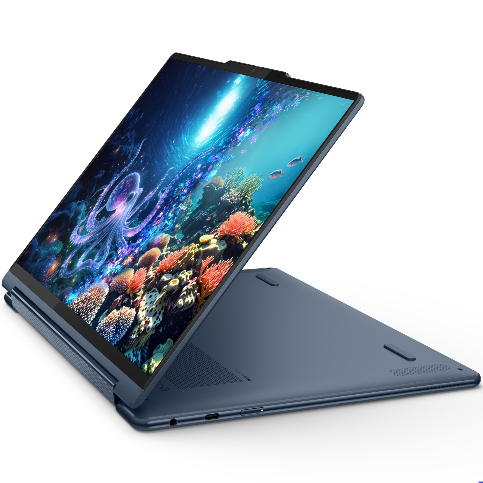 Laptop Lenovo Yoga 9 2-in-1 14ILL10 cu procesor Intel® Core™ Ultra 7 258V pana la 4.8GHz, 14" 2.8K WQXGA+ , OLED, 120Hz, Touch, 32GB LPDDR5x RAM, 1TB SSD, Intel® Arc™ Graphics, Windows® 11 Home, Cosmic Blue, 3y on-site Premium Care