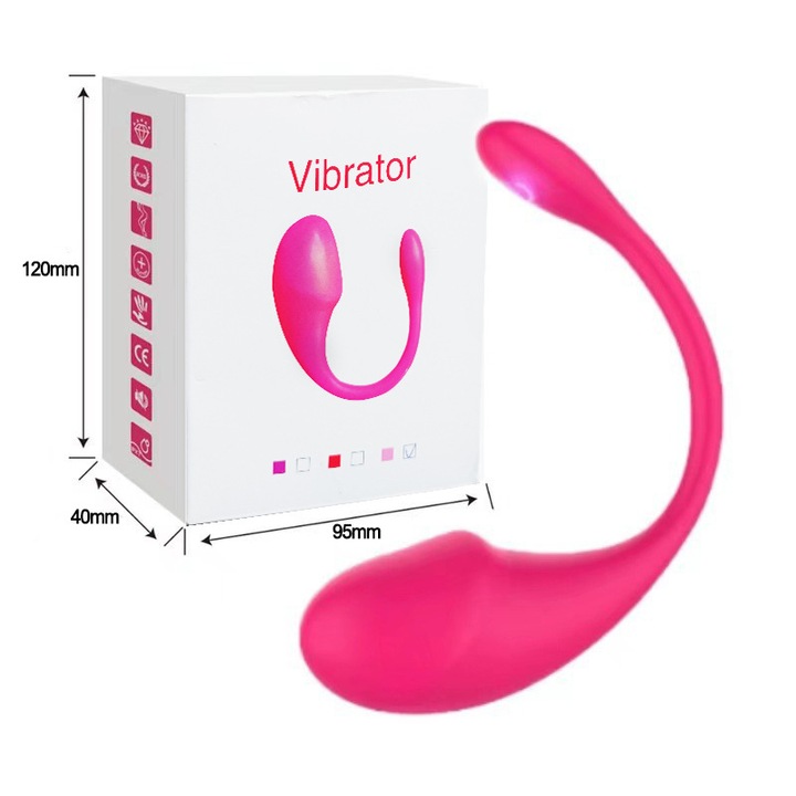 Vaginális vibrátor, 9 rezgésmód, applikációs vezérlés, USB töltés, vízálló, hüvelyi és csiklóstimuláció, diszkrét kialakítás, 9.5x8x3.5cm, piros