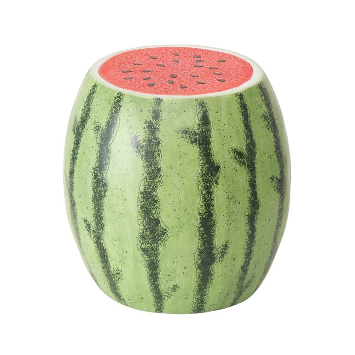 Zöld/piros műanyag zsámoly Ø45 x 44 cm, görögdinnye alakú, Melone Boltze