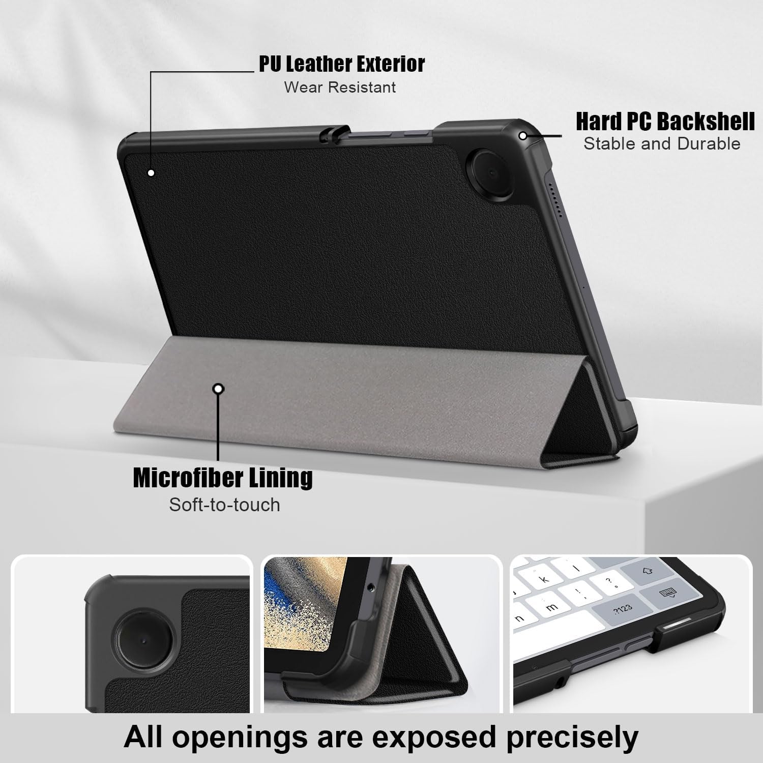 Husa tableta, Lecheng®, Functie sleep/wake-up, Compatibil cu Samsung Tab A9 8.7", TPU Smart Cover, Negru