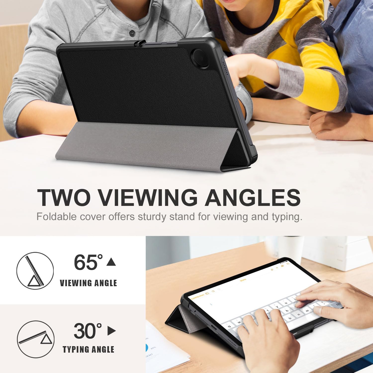 Husa tableta, Lecheng®, Functie sleep/wake-up, Compatibil cu Samsung Tab A9 8.7", TPU Smart Cover, Negru