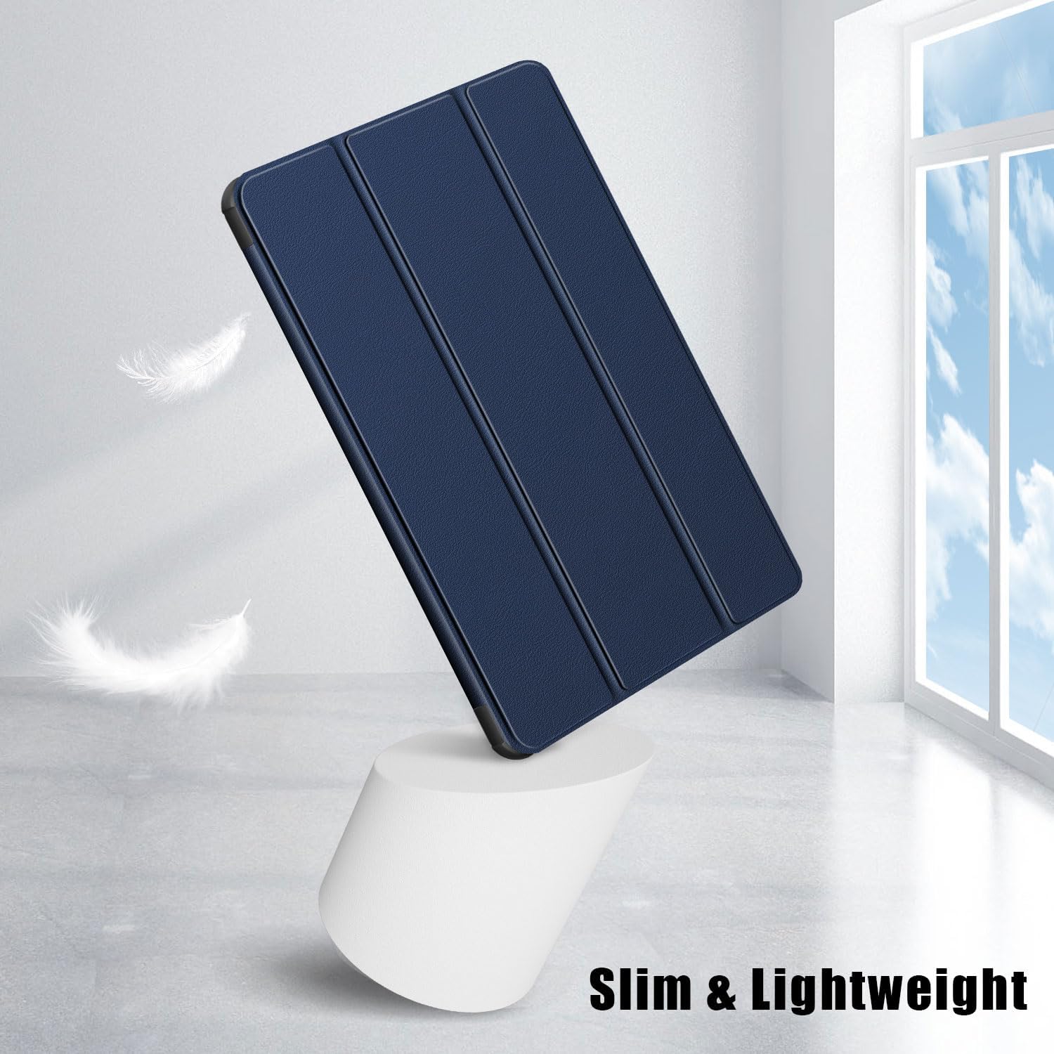 Husa tableta, Lecheng®, Functie sleep/wake-up, Compatibil cu Samsung Tab A9 8.7", TPU Smart Cover, Albastru inchis