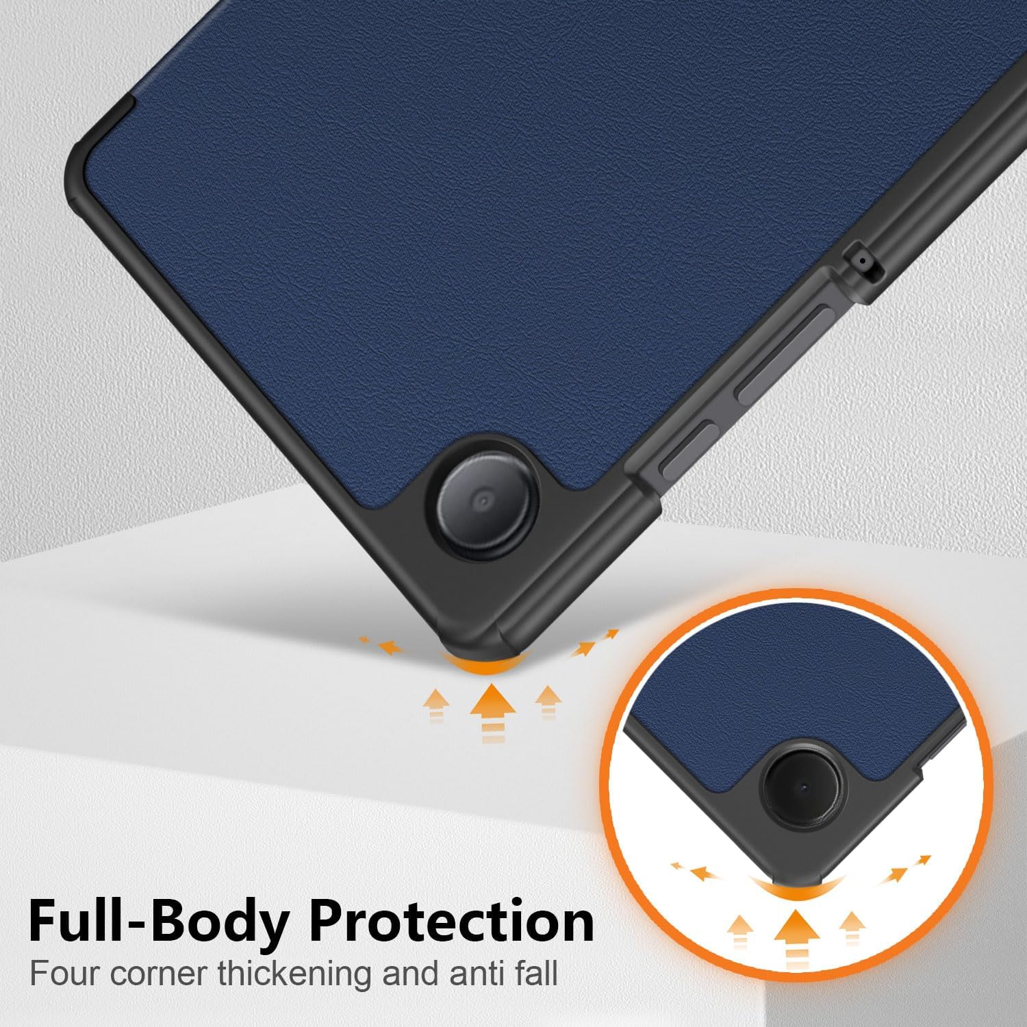 Husa tableta, Lecheng®, Functie sleep/wake-up, Compatibil cu Samsung Tab A9 8.7", TPU Smart Cover, Albastru inchis