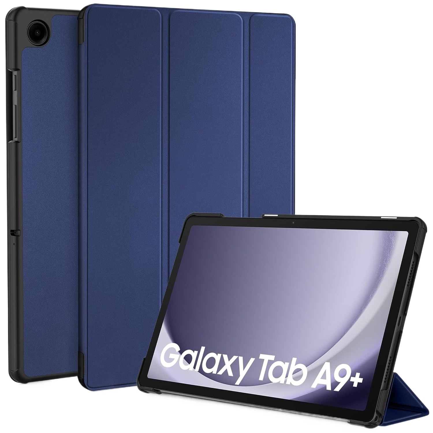 Husa tableta, Lecheng®, Functie sleep/wake-up, Compatibil cu Samsung Tab A9 Plus/A9+ 2023, 11'', TPU Smart Cover, Albastru inchis