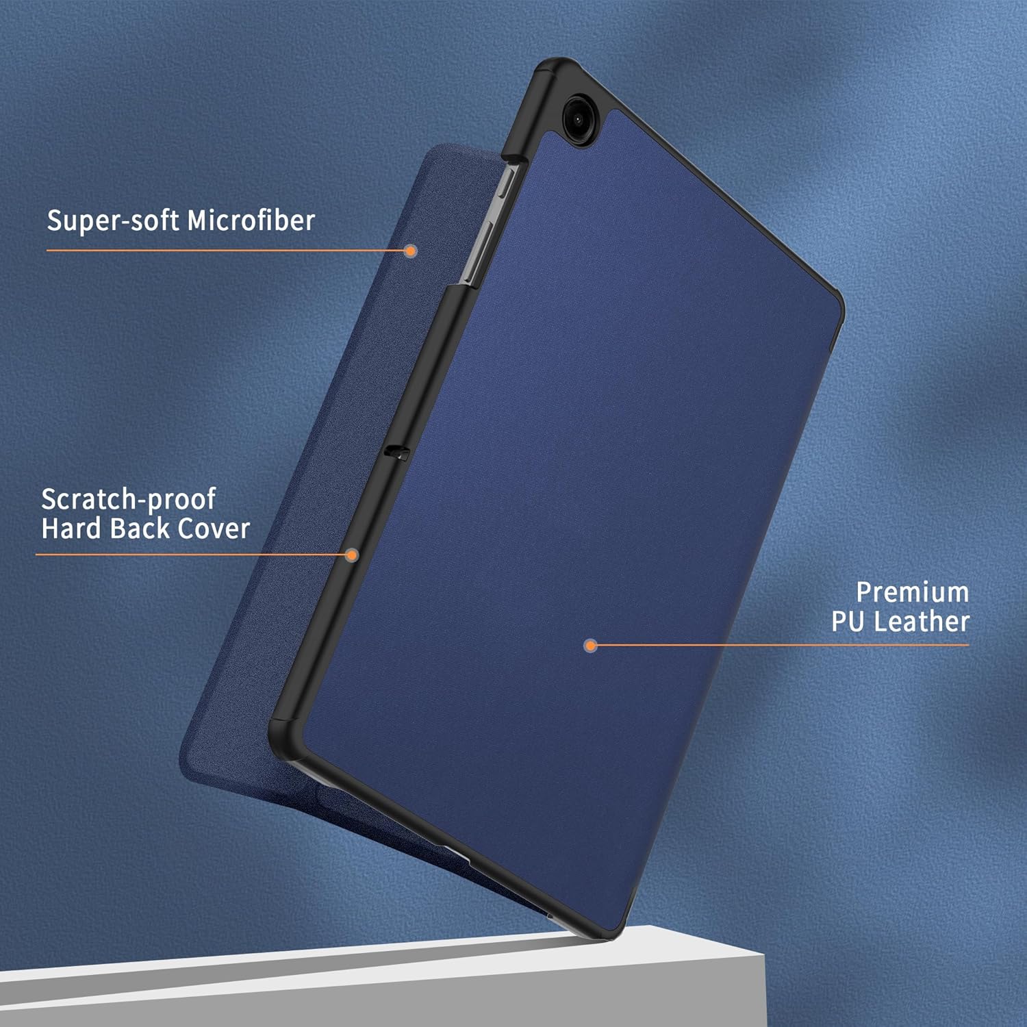 Husa tableta, Lecheng®, Functie sleep/wake-up, Compatibil cu Samsung Tab A9 Plus/A9+ 2023, 11'', TPU Smart Cover, Albastru inchis