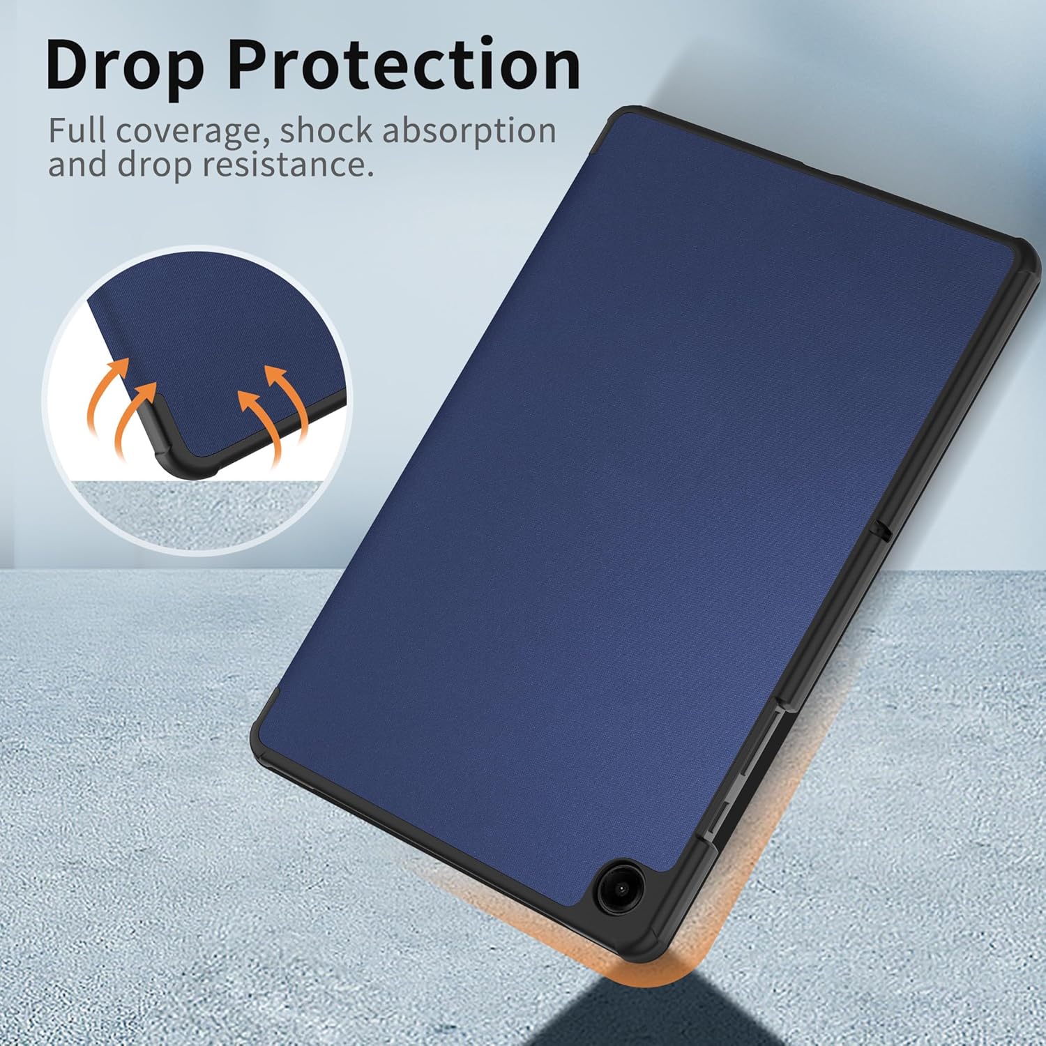 Husa tableta, Lecheng®, Functie sleep/wake-up, Compatibil cu Samsung Tab A9 Plus/A9+ 2023, 11'', TPU Smart Cover, Albastru inchis