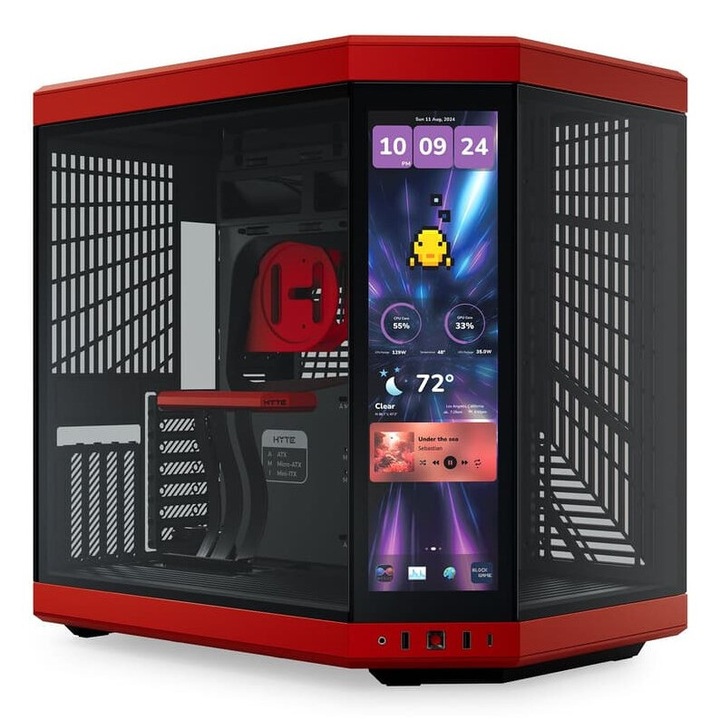Hyte Y70 Touch Infinite Midi Tower Case, черешово черно, 470x320x470mm, 7 слота за разширение