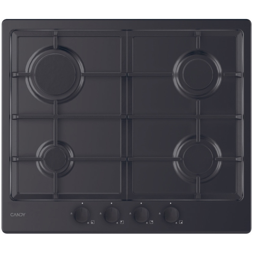 Plita incorporabila Candy CHG6BRBB, Gaz, 4 arzatoare, Aprindere electrica one touch, Gratare fonta, 60 cm, Neagra