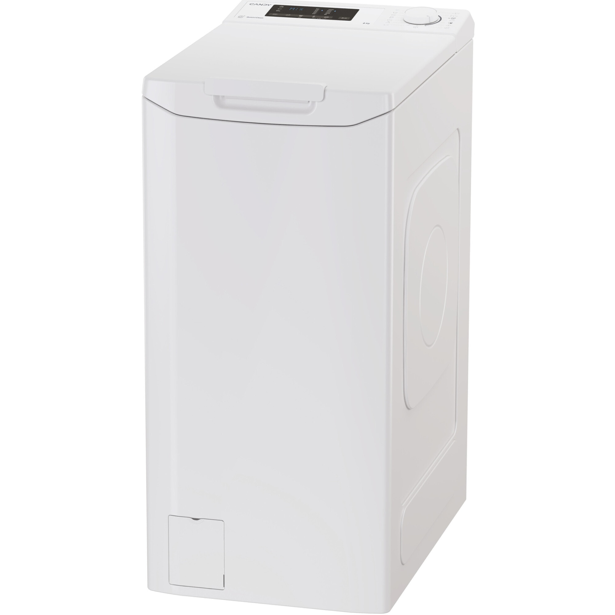 Masina de spalat rufe cu incarcare verticala Candy TCA083D2-S, 8 kg, 1000 RPM, Clasa D, Display 3D, Wifi,Mix Power Systems, Gentle touch opening, Alb