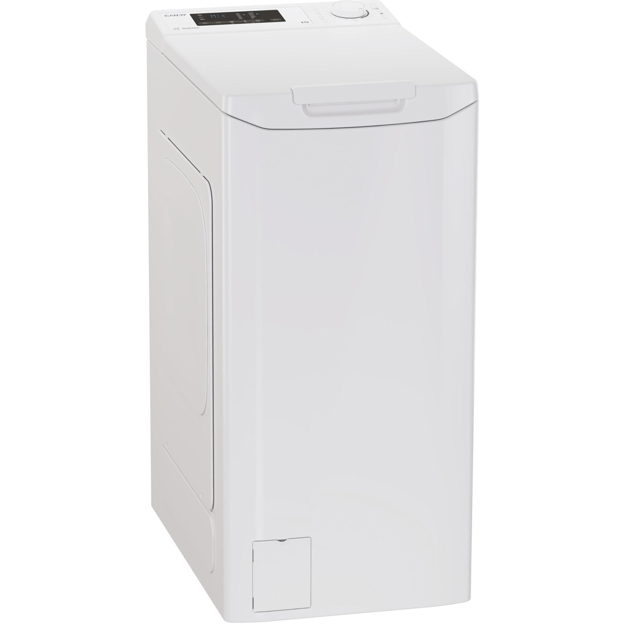 Masina de spalat rufe cu incarcare verticala Candy TCA083D2-S, 8 kg, 1000 RPM, Clasa D, Display 3D, Wifi,Mix Power Systems, Gentle touch opening, Alb