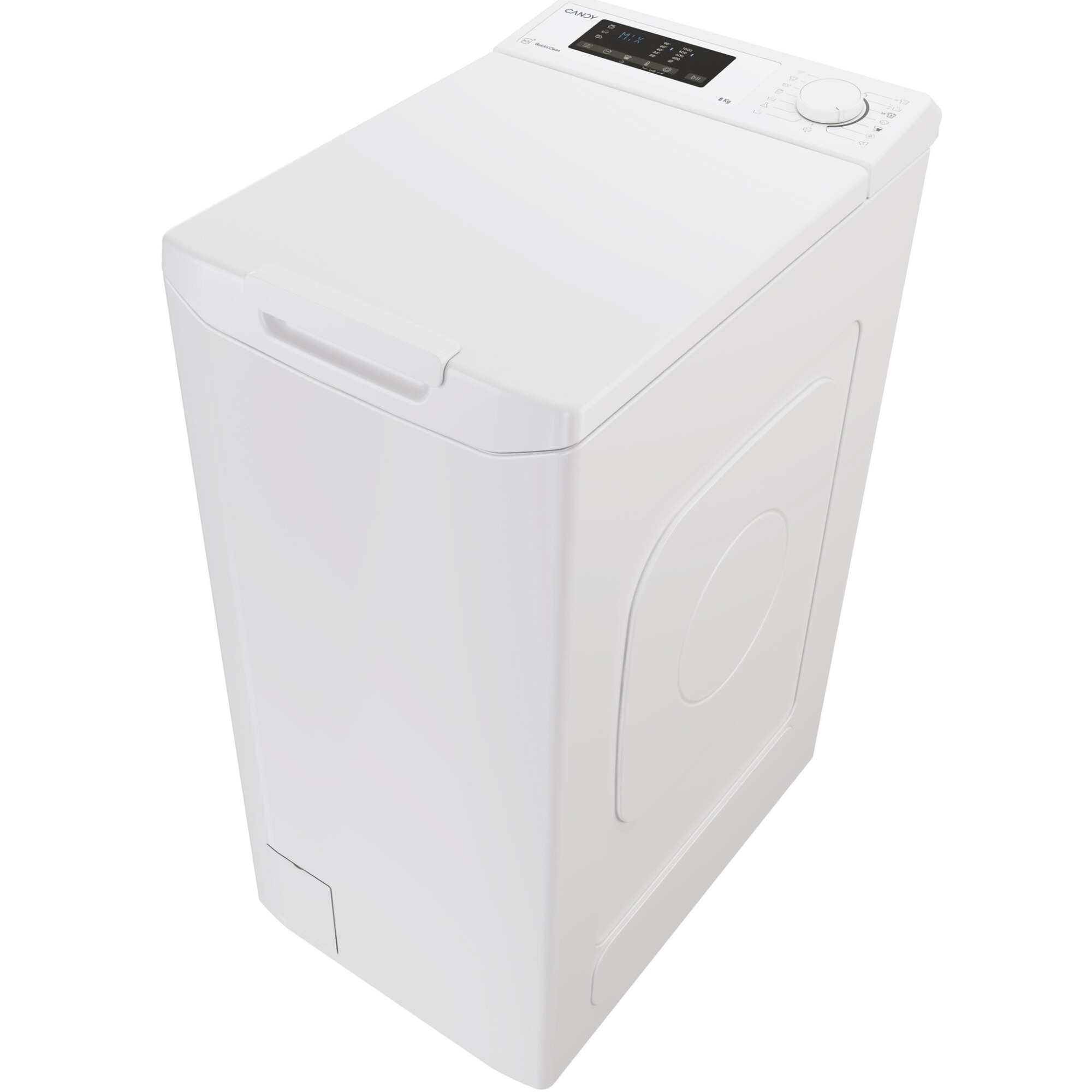 Masina de spalat rufe cu incarcare verticala Candy TCA083D2-S, 8 kg, 1000 RPM, Clasa D, Display 3D, Wifi,Mix Power Systems, Gentle touch opening, Alb