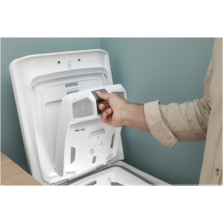 Masina de spalat rufe cu incarcare verticala Candy TCA284TM5-S, 8 kg, 1200 RPM, Clasa A, Motor Inverter, Display digital 4D, Wifi,Mix Power Systems, Gentle touch opening, Alb