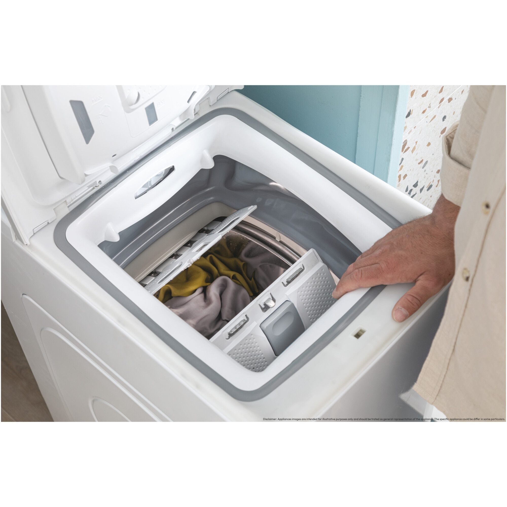 Masina de spalat rufe cu incarcare verticala Candy TCA083D2-S, 8 kg, 1000 RPM, Clasa D, Display 3D, Wifi,Mix Power Systems, Gentle touch opening, Alb