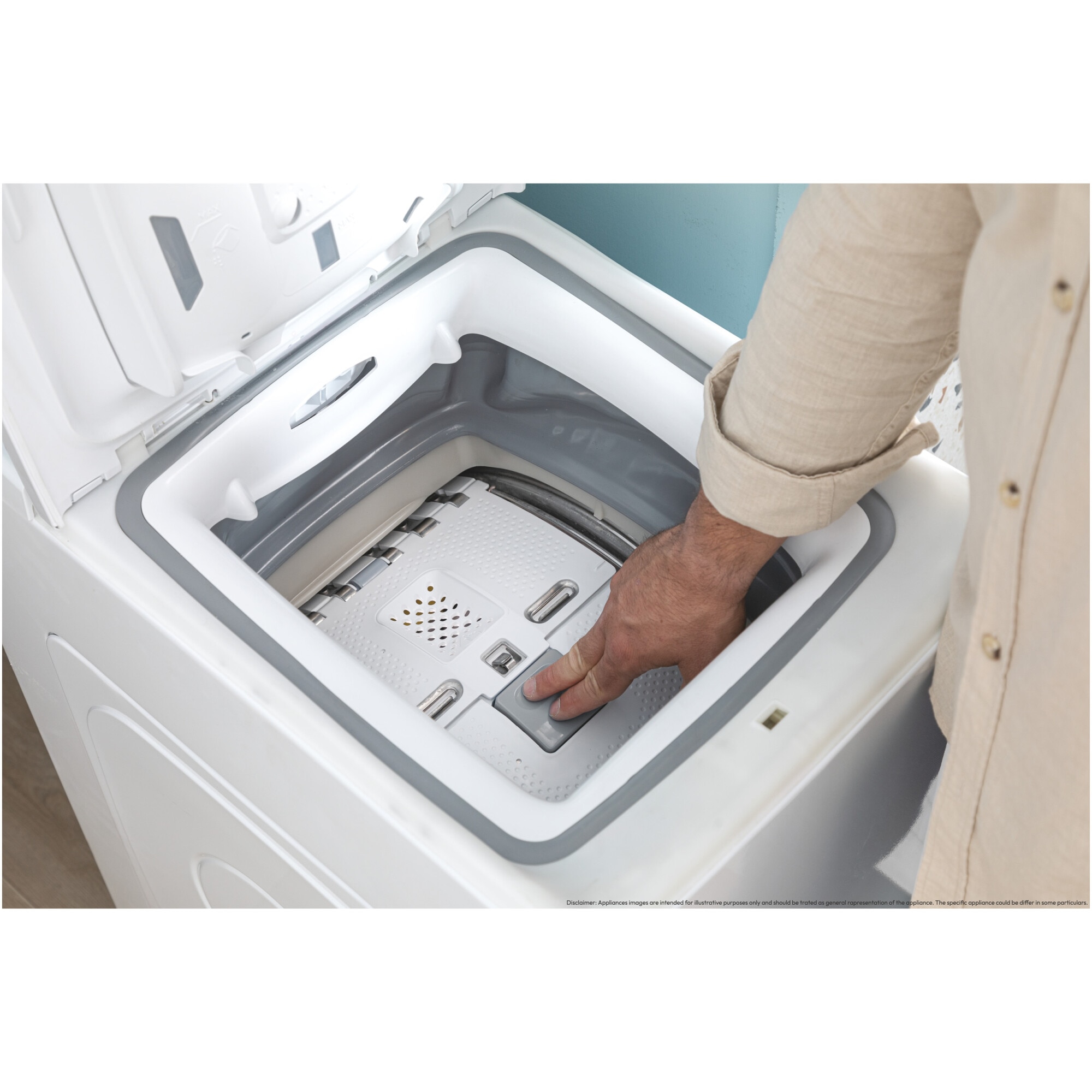 Masina de spalat rufe cu incarcare verticala Candy TCA083D2-S, 8 kg, 1000 RPM, Clasa D, Display 3D, Wifi,Mix Power Systems, Gentle touch opening, Alb